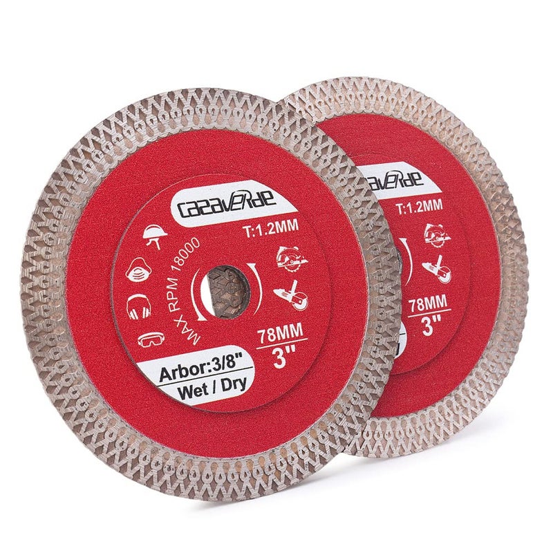 Casaverde 2 Pcs/Lot 3Inch 78mm Diamond Porcelain Saw Blades Tile Blade with 3/8" Arbor for Cutting Ceramic Tile,Stone Tile - Image 2